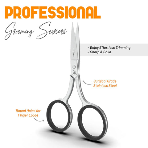 Pro Grade Precision Facial Hair Scissor For Eyebrows, Mustache And Beard, Premium Stainless Steel Grooming Tool, One Tool Power