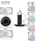 Heavy Hitter M6 Hex Socket Cap Bolts size chart showing dimensions for M6 x 12mm Black Oxide fasteners and hex socket head.