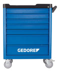 Heavy Duty Metric Tool Trolley With 190 Piece Wrench And Socket Set with blue finish, multiple drawers, and wheels for mobility.
