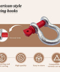 Beefy 2 Pack 3/8 Inch D Ring Anchor Shackles With Screw Pin Clevis Design Rated For One Ton Load with red pin