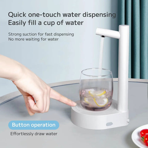 Desktop Water Dispenser For 5 Gallon Bottles Portable Small Electric Water Pump pouring water into glass on countertop
