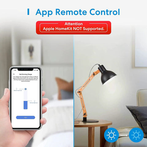 App controlling Smart Dimmer Switch With Remote For LED Lights, Neutral Wire Required, Single Pole To 3 Way, Works With Alexa