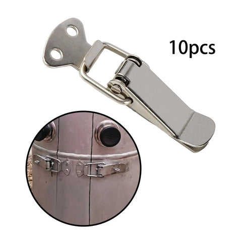 Heavy Duty Toggle Latch Lock With Spring Action For Secure Cabinet Box And Suitcase Closure Rust Resistant Metal Hardware Fitting Fits Furniture, nickel plated iron, pack of 10