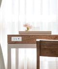 Radiant Furniture Power Center With USB C And USB A Recessed Power Strip 2 Outlets 10 Foot Cord in desk, white low profile mount
