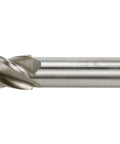 Side view of a 7/8 in square end mill with 3/4 in shank, 4 flutes, HSS-AL