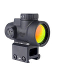MRO SD 1x25 Red Dot Sight With Adjustable LED 2.0 MOA Red Dot And Lower One Third Co Witness Mount, side view on white background