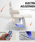 Professional Fully Electric Facial Massage Table With Lift For Estheticians, showing electric adjustment controls and features.