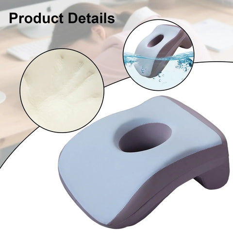 Office Napping Pillow With Memory Foam Neck Support Headrest, Removable Pillowcase, lightweight portable cushion, blue
