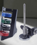 Heavy Duty Stainless Steel Sharpening Angle Device With Precision Indexing Chuck Set with color-coded angle disks for precision setup.