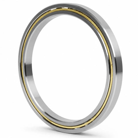 Precision Thin Section Roller Bearing 4.500 X 5.500 X 0.500 Inch showing steel body and gold accents for robotics and CNC use.