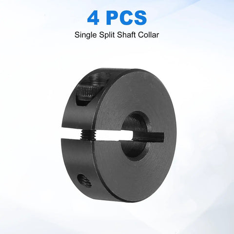 Four Piece 8mm Bore Single Split Shaft Collar With 25mm Outer Diameter And 8mm Thick Carbon Steel Black Oxide Clamp Collar With Set Screws For Heavy Duty Machinery And DIY Projects