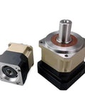 Top Shelf Rugged Workhorse Helical Planetary Gear Reducer Rock Solid Stepper Motor Adapter Dual Shaft Support Massive Torque Industrial Drive Gearbox For Automation Projects Size 13, view of gear reducer and motor adapter.