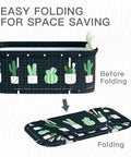Foldable Portable Bathtub for Home Spa Use Easy Setup in Minutes No Pump Needed Large Capacity Soaking Tub for Shower Stall Keeps Water Temperature Great for Hot or Ice Baths 47.2 by 19.7 by 21.7 Inches Cactus showing before and after folding for space saving.
