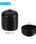 One And One Quarter Inch ID Round Rubber End Caps Pack Of 12 Black PVC Bolt Covers For Metal Tubes And Rods Dope Protection Caps Flexible Screw Thread Covers Corrosion Resistant Lightweight Easy Fit For DIY Projects, 1-1/4 inch PVC cap