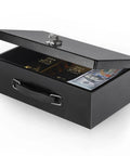 Open Fire Resistant Safe Box With Key Lock For Home And Office Security Keep Your Valuables And Important Docs Safe And Dry Black
