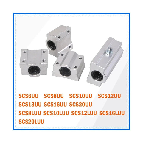 Kickass SCS8UU Linear Motion Ball Bearing Slide Block Bushing 8MM for CNC and 3D printers, showcasing multiple aluminum bushings.