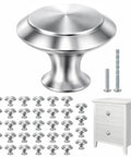 Thirty Five Pack Brushed Nickel Cabinet Knobs 1-1/4 Inch Round Drawer Knobs With Stainless Steel Top Zinc Alloy Base Heavy Duty Built To Last Kitchen Cabinet Hardware For Dresser And Bathroom Cabinets Easy Install Screws Included