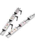No Sweat Dual Axis Roller Linear Guide Rail Kit For Woodworking Benches Featuring Sgb10 Glide Blocks and Tough Aluminum Rails, with SGB10 cars and rail ends.