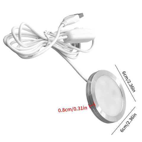 Recessed Light - 5V RGB LED Ultra Thin Lamp, Indoor Outdoor Decoration with white cable, 6cm diameter and 0.8cm thickness.