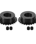 Two Pack Number 25 Roller Chain Sprocket For Heavy Duty ISO 04C, 24 Teeth, 19mm Bore, 1/4 Inch Pitch, C45 Carbon Steel With Black Oxide Finish