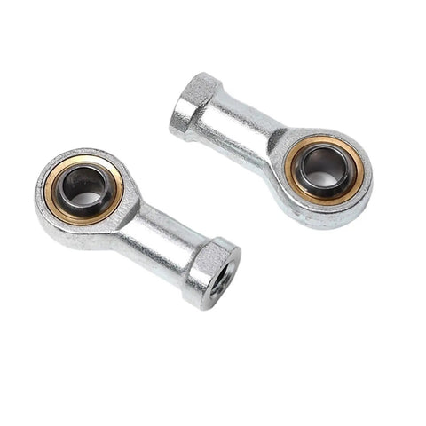 Heavy Duty 6mm Female Right Hand Ball Joint With Metric Threaded Rod End Bearing, silver material, two pieces, close-up view.