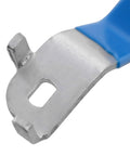 Close-up of Blue Ball Valve Handle for Outdoor Faucets DN15 Stainless Steel Lever, showing chrome plated design.