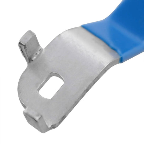 Close-up of Blue Ball Valve Handle for Outdoor Faucets DN15 Stainless Steel Lever, showing chrome plated design.
