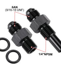 Black 6AN Male Flare To One Quarter NPSM Transmission Cooler Adapter Fittings for GM 4L80E with O-rings