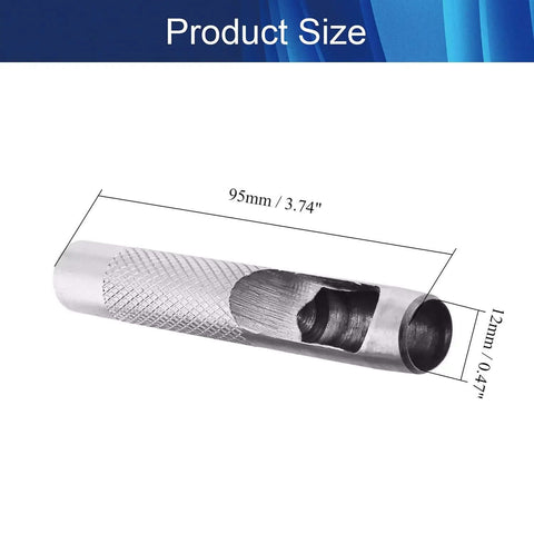 12 mm Round Hole Punch For Leather, Watch Bands, Belts, Canvas, Paper, And Plastics, heavy duty steel tool with size dimensions