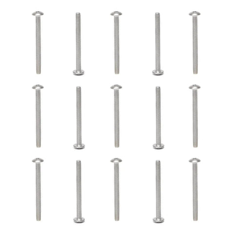 Dang Tough 40 Pcs M4 X 45mm Truss Head Machine Screws for Cabinet Drawer Knobs Pull Handles Phillips Drive arranged in rows.