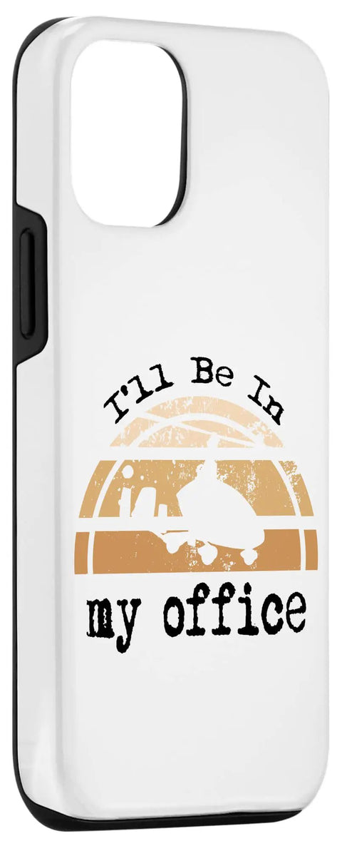 Two Part Protective Case For Gyrocopter Gyroplane Autogyro Pilot And Aviation Enthusiast Fits 12 And 12 Pro Phones with "I'll Be In My Office" print