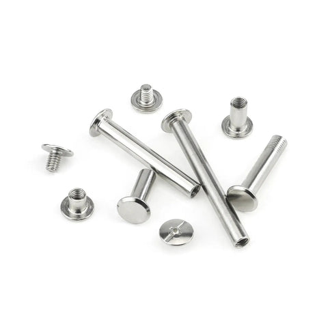 Kickass Chicago Screw Binding Kit With Nickel Plated Posts and Assorted Fasteners For Smooth Leather Crafting Built Tough Bookbinding Hardware Ready To Roll, assorted screws.