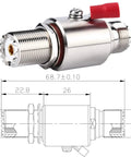 UHF Lightning Arrestor And Surge Protector For PL259 To SO239 Bulkhead Connectors, UHF Female To UHF Female with dimensions.
