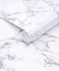 White Marble Peel And Stick Contact Paper Self Adhesive Wallpaper displayed on surface.
