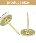 Real Deal Gold Flat Head Thumb Tacks One Hundred Pack Killer Quality Solid Metal Drawing Pins, 11mm wide and 17mm long.