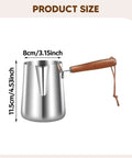 Turkish Coffee Pot Stainless Steel Multipurpose Milk Frothing Pitcher And Coffee Kettle For Office Kitchen Home Bar 600ml Durable Spout With Wooden Handle Ideal For Latte Art with product dimensions.