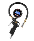 Digital Tire Inflator Gauge With LED Display, 250 PSI, Four Units, Straight Brass Lock On Chuck, 13 Inch Rubber Hose displayed