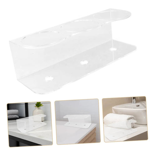 Wall Mounted Spray Bottle Holder Knocks The Mess Out Of Your Bathroom Or Garage With Heavy Duty Acrylic Design on a white surface.