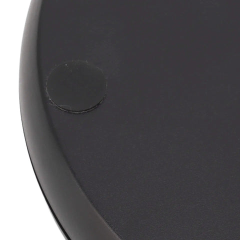 Close-up view of the black ABS base of the Super Sleek Led Rotating Display Stand With Glow Feature for Jewelry and Cosmetics.