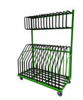 Super Heavy Rolling Storage Cart, Multi Level Tool Organizer, steel mobile rack with black and green structure for workshop organization.