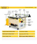 Badass Portable Woodworking Table Saw With Beefy Electric Motor And Quick 45 Degree Fence Locks For Dust Free Diy Carpentry And Slick Finish Cuts Around The House Today specifications with features labeled.
