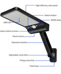 Diagram of 56 LED Solar Flood Light Pack Outdoor Security Motion Sensor Lights With Remote 3 Lighting Modes, showing parts and labels.