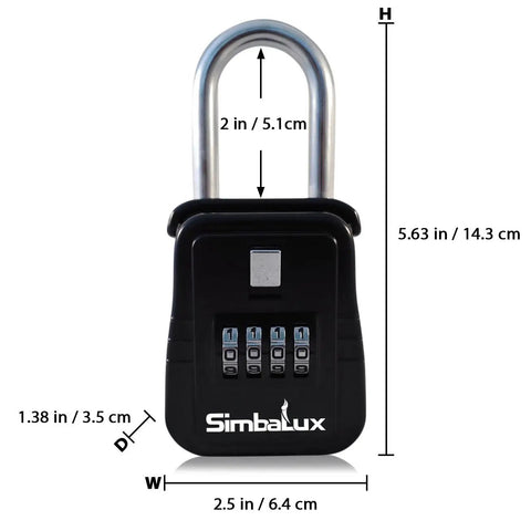 Image of a Six Pack Realtor Lockbox with 4 Digit Combo Key Safe, showing dimensions and features for real estate use.
