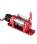 Rock Hard Red 1:10 Rc Crawler Winch Metal Cable Puller with heavy duty CNC precision design, featuring metal cable spool.
