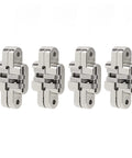 4 Pack 1.7 Inch Mini Cross Concealed Hinges With 180 Degree Zinc Alloy Dope Hidden Door Hinges For Jewelry Boxes Cabinets Folding Doors RV Counters And DIY Projects, Smooth Laminated Link displayed in row, silver finish