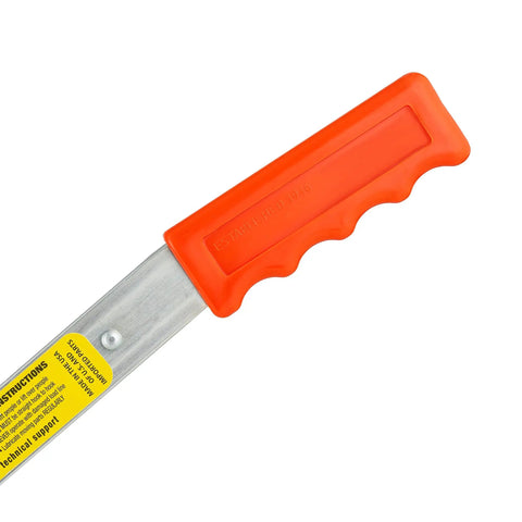 Close-up of orange handle on Heavy Duty Rope Puller Three Quarter Ton Capacity With One Hundred Foot One Half Inch Rope Aluminum Ratchet
