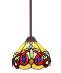 Victorian Style Stained Glass Pendant Light 8 Inch Cream Brown Hanging Lamp For Kitchen Island Dining Room Bar Hallway And Home Office