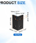 Dead Simple Setup 10 Piece 4 Hole Inside Corner Brackets Heavy Duty L Connectors Black T Slot Fittings dimensions 76mm black aluminum