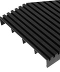 Black anti-static circuit board holder and PCB storage rack with grooved design for secure electronic projects and easy installation.