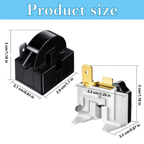 Image showing the dimensions of QP2-4.7 PTC Starter Relay 1 Pin Refrigerator Start Relay With 6750C-0005P Overload Protector